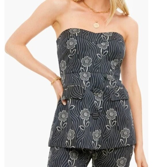 NWT Tuckernuck  XXL Women's Midnight Posy Marnie Top Strapless Floral Button 178 - Picture 1 of 6